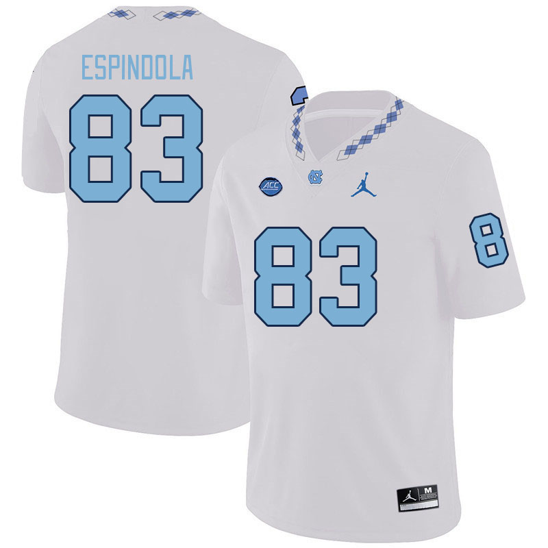 Men #83 Josh Espindola North Carolina Tar Heels College Football Jerseys Stitched Sale-White